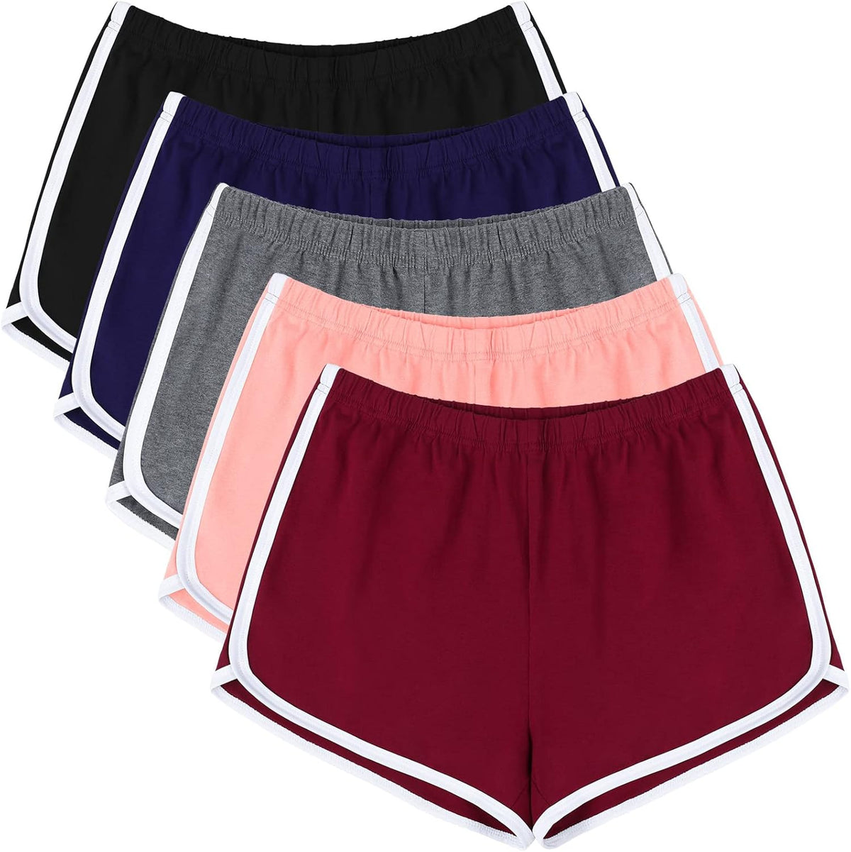 5 Packs Soft Comfy Booty Cotton Workout Pants Breathable Lounge Dolphin Shorts Cycling Hiking Pants for Women