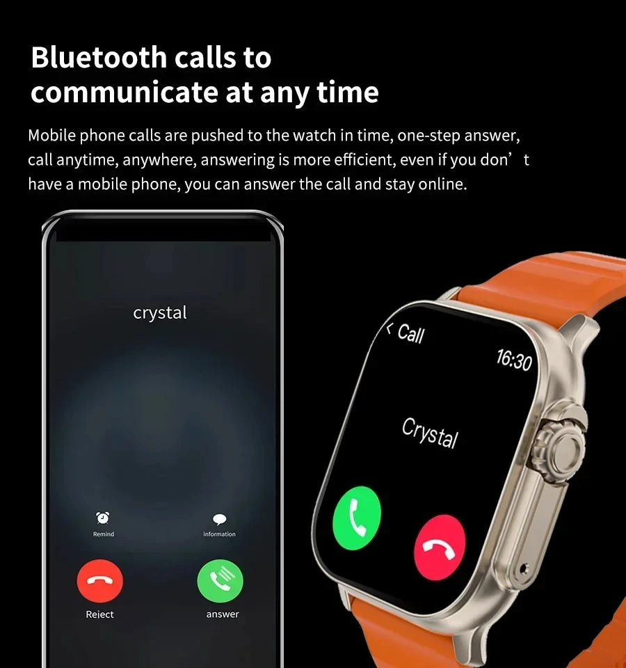 T900 Ultra Smartwatch - Bluetooth Communication, Message Alerts, Heart Rate Monitoring, and Sports Tracking for Android and iOS Users (Men & Women)