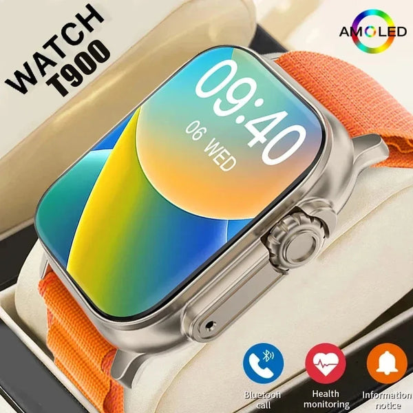 T900 Ultra Smartwatch - Bluetooth Communication, Message Alerts, Heart Rate Monitoring, and Sports Tracking for Android and iOS Users (Men & Women)