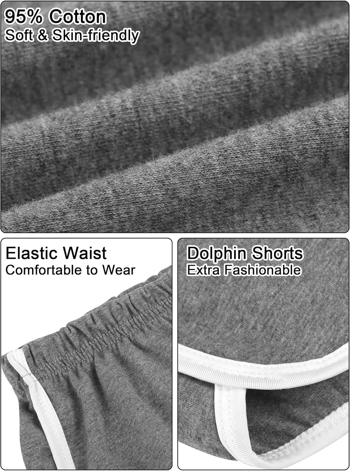 5 Packs Soft Comfy Booty Cotton Workout Pants Breathable Lounge Dolphin Shorts Cycling Hiking Pants for Women